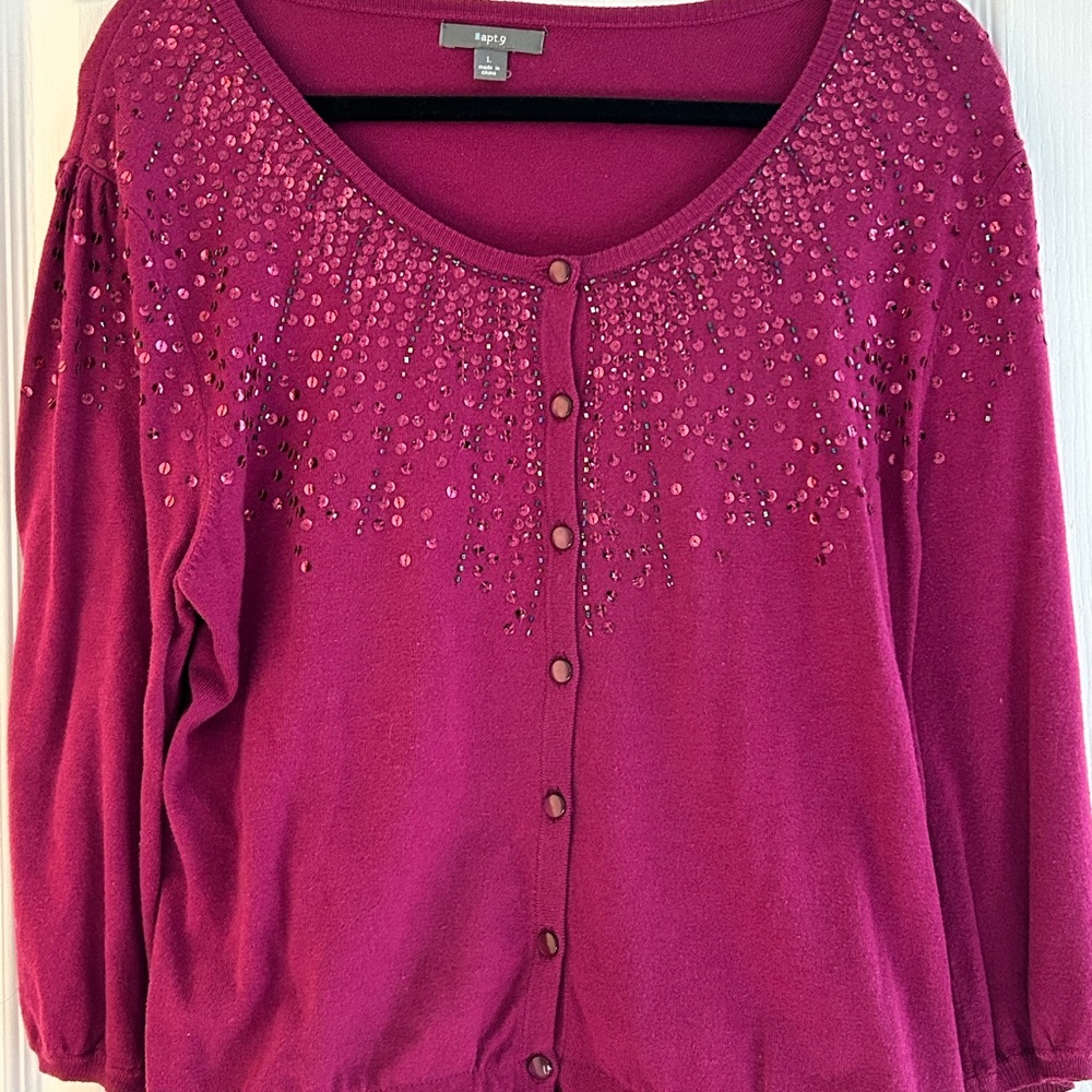 Women Apt.9 Pink/light burgundy  Cardigan Sweater Size L